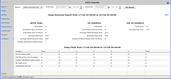Screen capture: the Delay Summary report