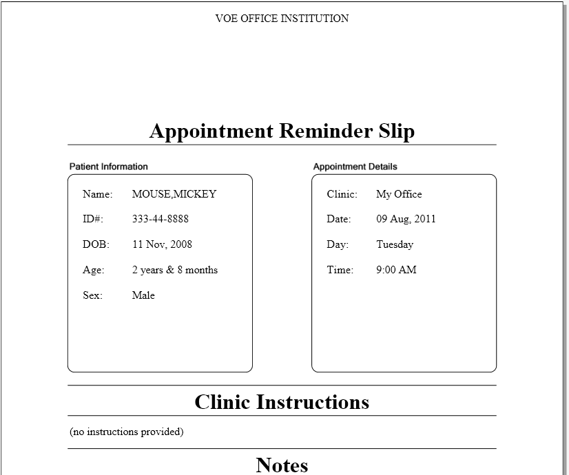 Appointment Slip